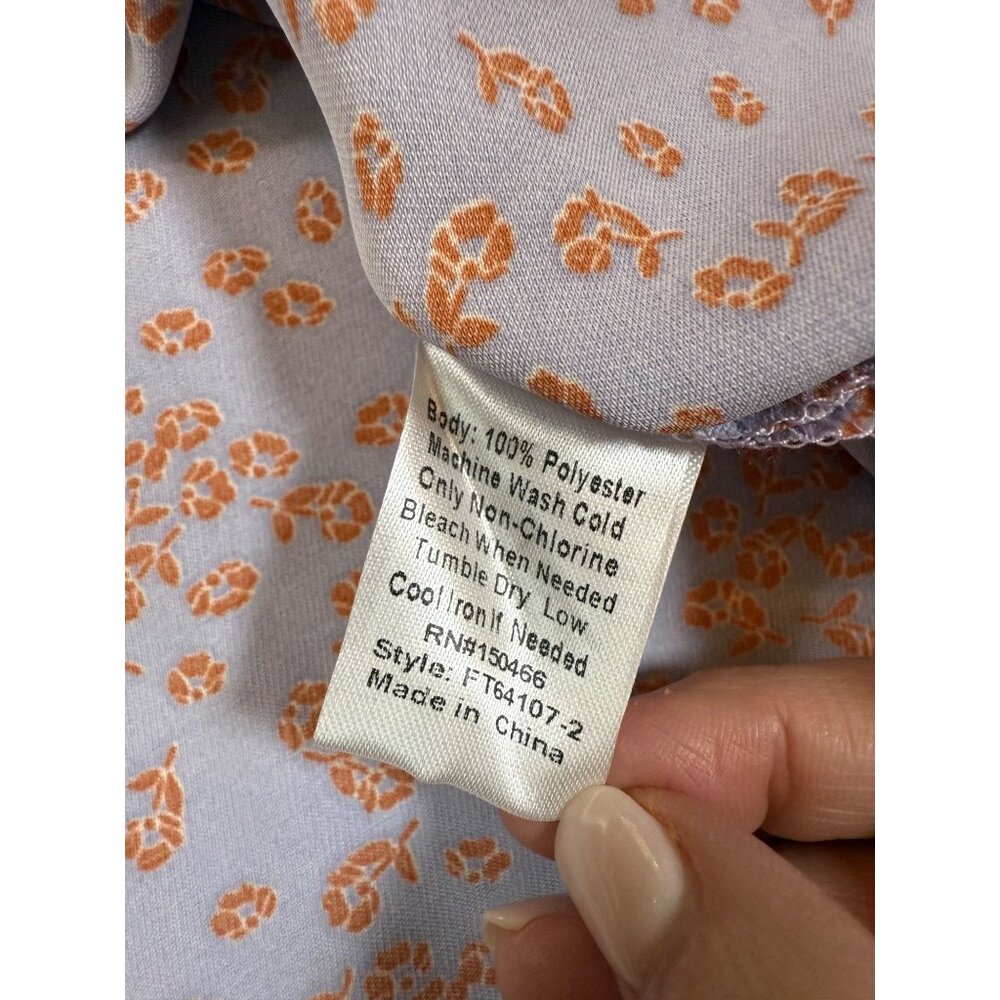 Monday Fun XS Floral Print Blouse Short Sleeves Purple & Orange (LL246) - Picture 3 of 6